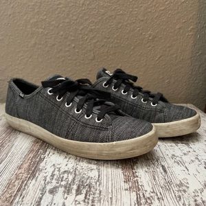 Keds Kickstart Denim Twill Sneakers Black Ortholite Shoes Women's 8.5